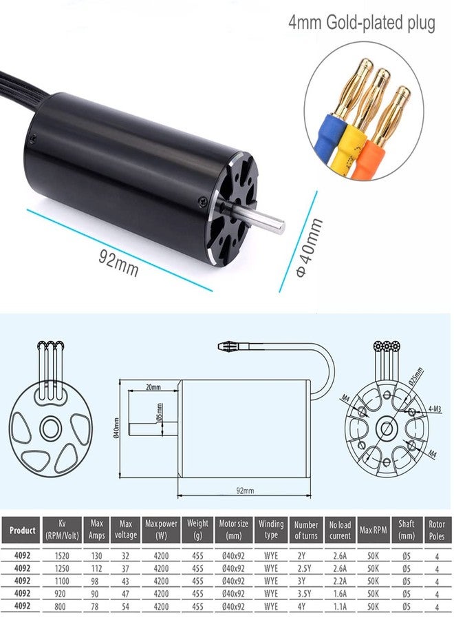 KingVal Replacement 4092 1520KV Brushless Motor with Water Cooling Jacket Unit Compatible with RC Boat - Image 3
